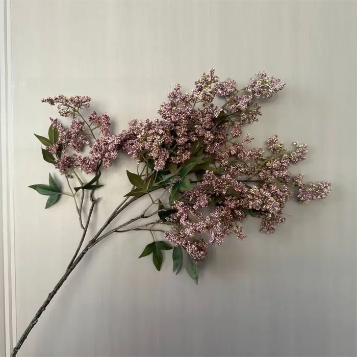 Branche de Nandina artificielle en plastique, plantes vertes, petits fruits, fleur de Sophora artifi