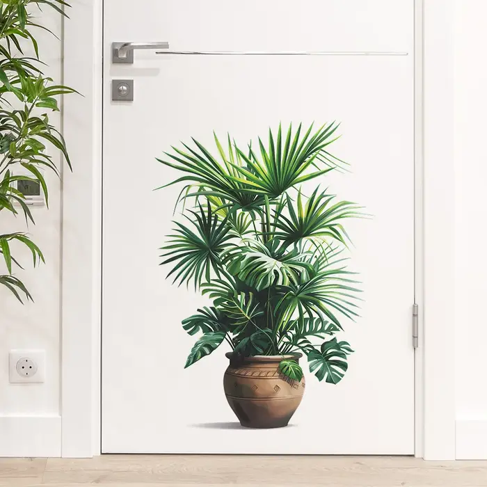 Autocollant mural plante verte en Pot