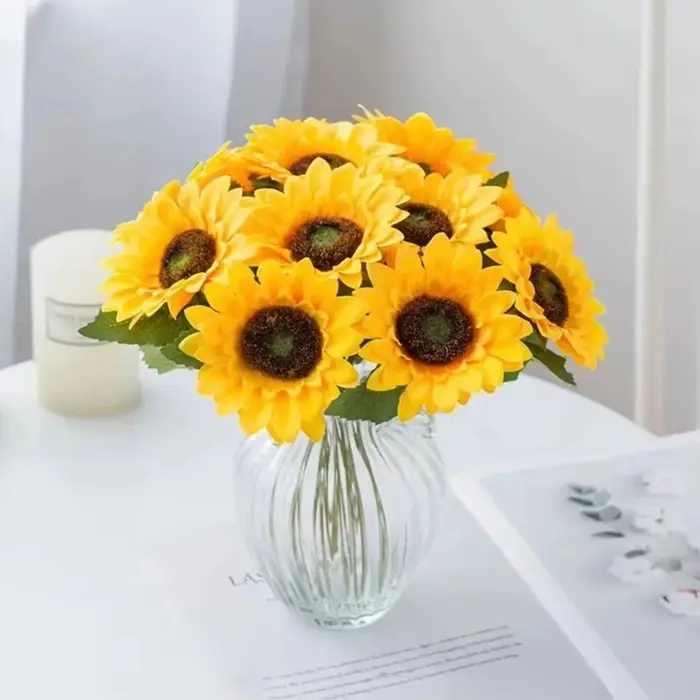 Fleur artificielle Tournesols Maison Jardin Table Décoration Étamine De Mariage Bouque Festival Faux Gerbera Salon Chambre Scène
