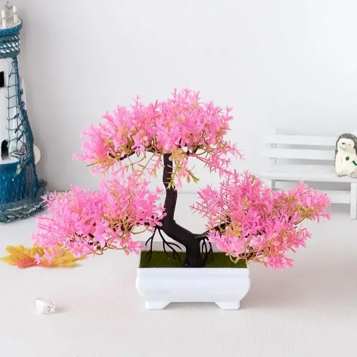Plante artificielle de pin à trois broches, décoration de maison, ornement, bonsaï, plante en pot