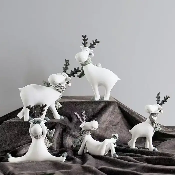 Statue de renne de Noël en résine artisanale