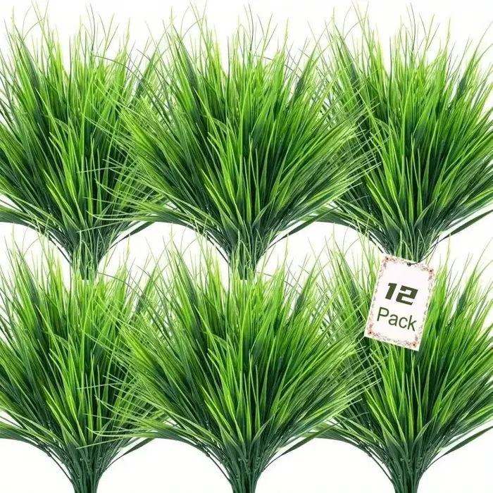 12 plantes artificielles aux couleurs vives et résistantes aux UV - Bouquets de herbe de printemps détachables avec