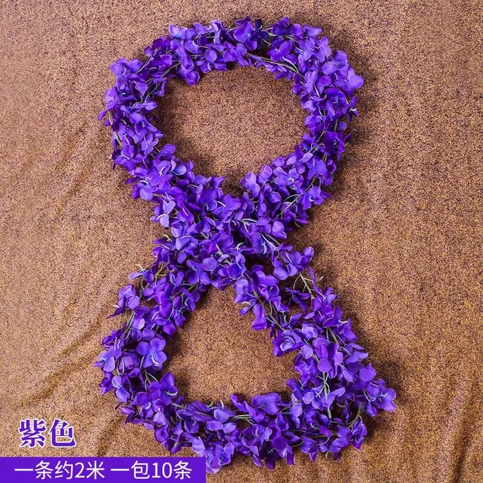 Bandes de Fleurs Artificielles pour Mariage, Hortensia, Glycine, Rotin, Orchidée, 2m
