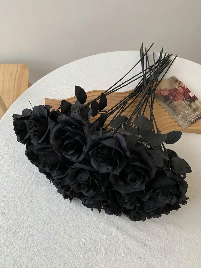 Uflower 48cm Rose en soie noire pure à longue tige