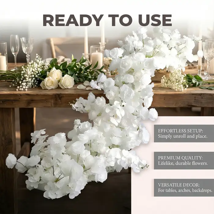 Uflower 200cm Guirlande de fleurs artificielles 3D élégante pour décoration de scène