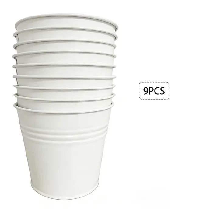 Boîte de 9 pots en métal blanc, simples et créatifs, pour plantes succulentes, à utiliser sur le bur