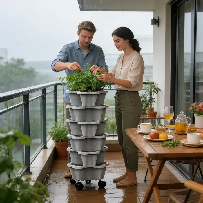 Tour de plantation à 6 niveaux avec roues