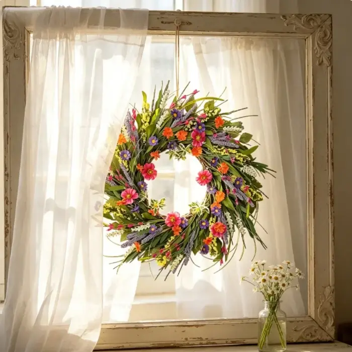 Guirlande de fleurs de printemps : - Décoration élégante pour la maison