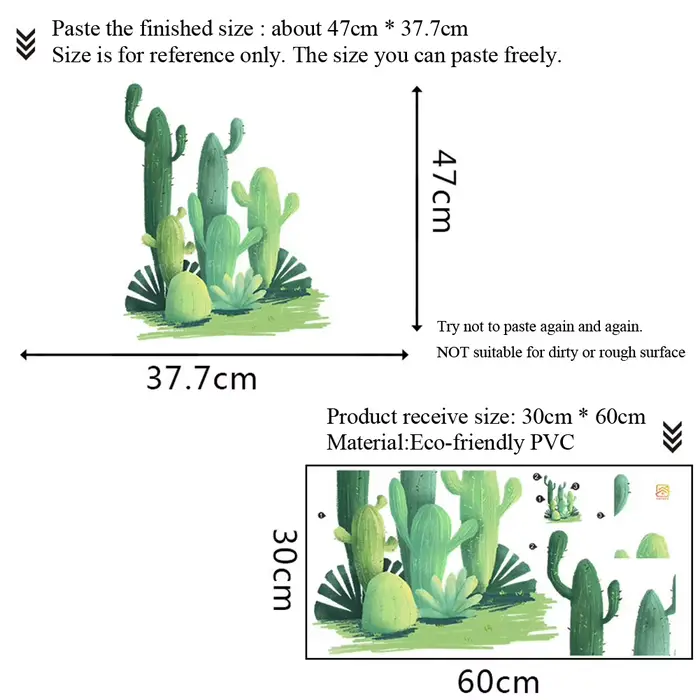 Autocollant mural Cactus aquarelle pour salon