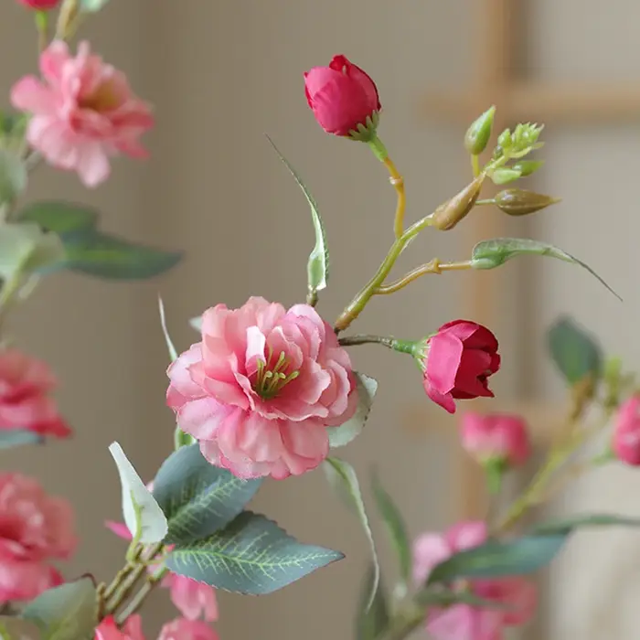Nouvelle camélia fleur simulée longue branche avec fausses feuilles