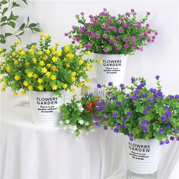 Fleurs artificielles vertes, lys Rose Gypsophila, décoration de mariage, plantes d'herbe d'eucalyptus, fausses plantes, décoration de salon et de maison, DIY bricolage