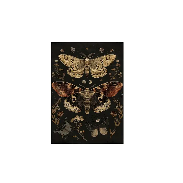 Plantes gothiques, fleurs, papillons, imprimés sur toile, Art sombre, affiches d'art murales pour sa