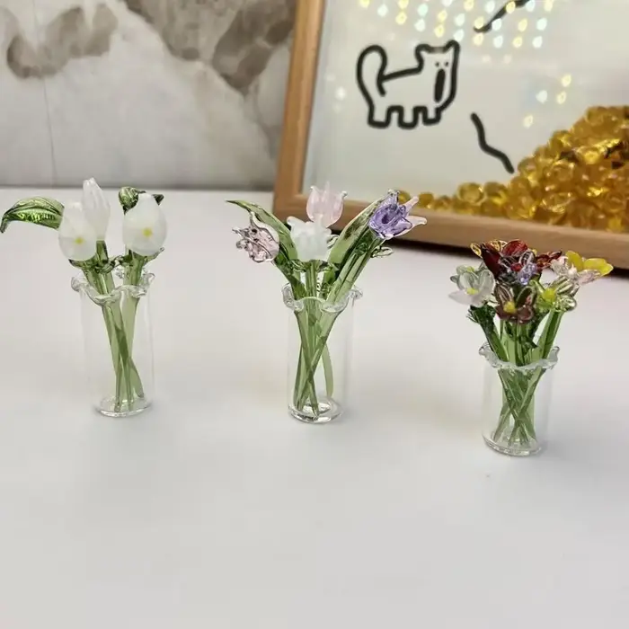 Figurine de fleur en verre soufflé à la main