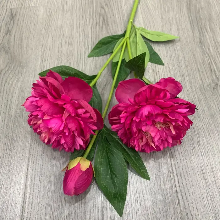 Réaliste 3 têtes pivoine longue branche fleurs artificielles en soie maison fête décoration de mariage flores chambre