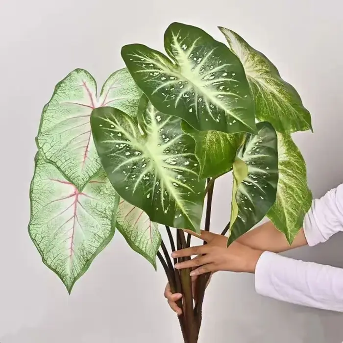Feuilles de Calla artificielles en plastique, plantes vertes résistantes aux UV, feuilles de Crane King, feuilles de bananier réalistes, décoration de chambre