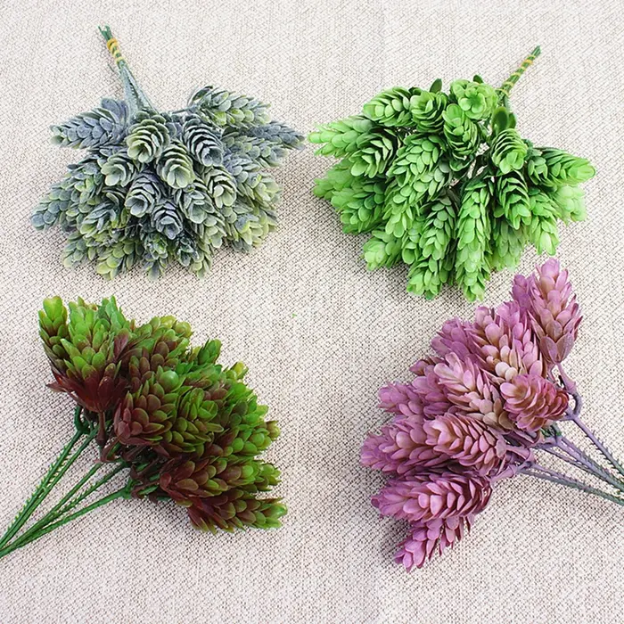 5Pcs Faux Plante Verte Pas Cher Artificielle En Plastique Fleurs Accueil chambre Table Décoration En plein air De Mariage De Noël Bricolage Bonbons Cadeaux Boîte