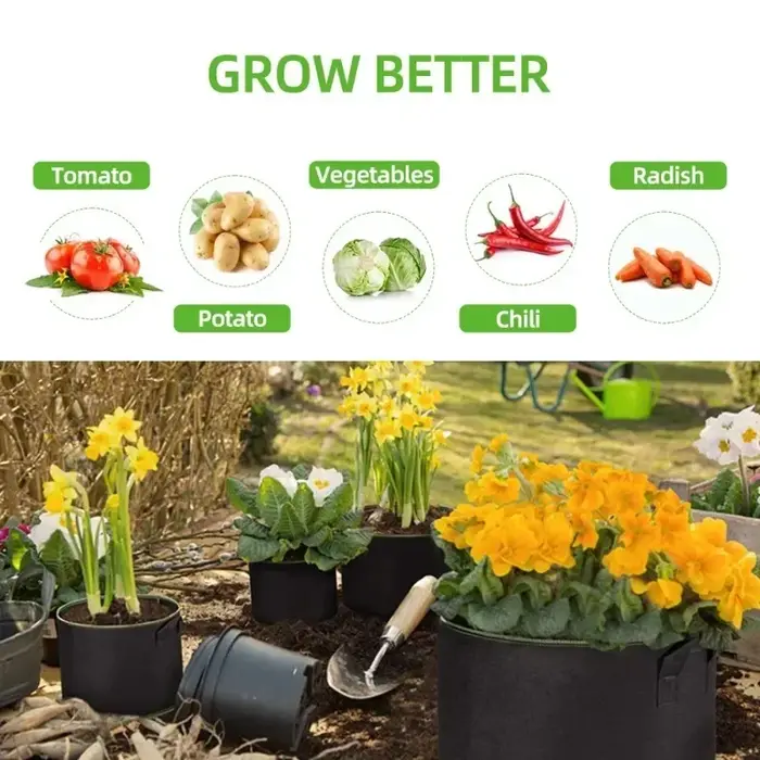 Lot de 5 sacs de culture en feutre pour plantes