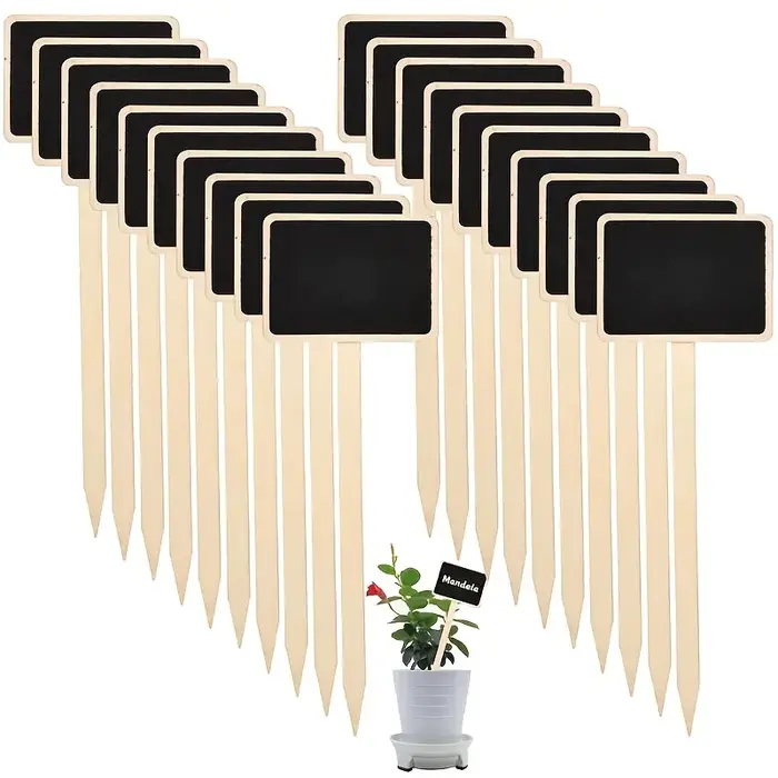 Étiquettes de plantes rustiques en bois, panneaux de jardin en forme de T, tableau noir, support au 