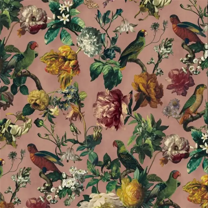 Papier peint personnalisé en forme d'oiseau et de fleur rurale