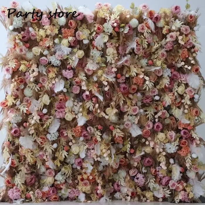 Mur de fleurs artificielles pour mariage