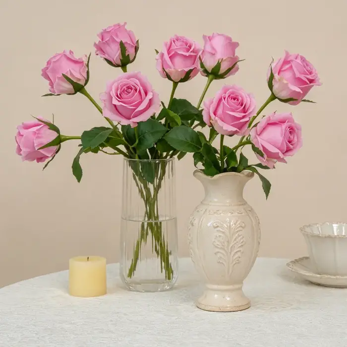 10 pièces de fleurs artificielles blanches au toucher réel