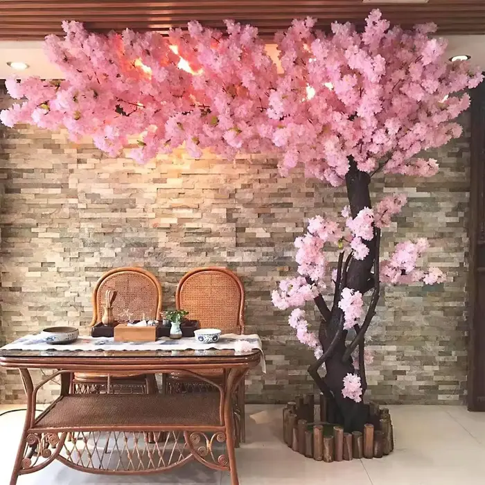 Arbre de cerisier artificiel en rose, arbre Sakura simulé, grandes fêtes d'arbres à souhaits, rose