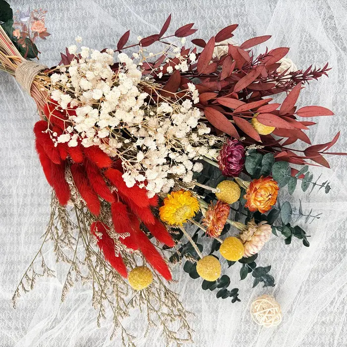 Bouquet de fleurs séchées naturelles, arrangement floral réel, décoration pour la maison, salon, chambre à coucher, style vintage rustique, cadeau de mariage, accessoire photo