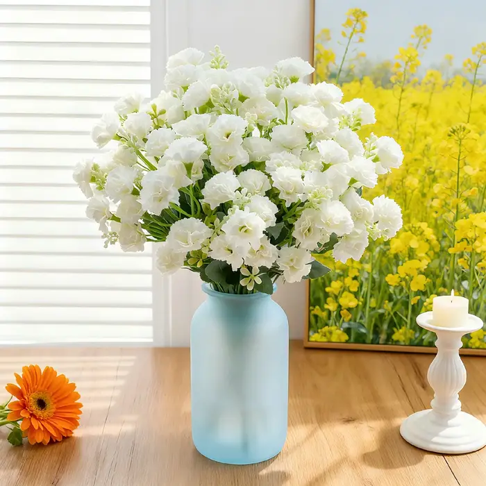 5 fourchettes 15 têtes de fleurs artificielles