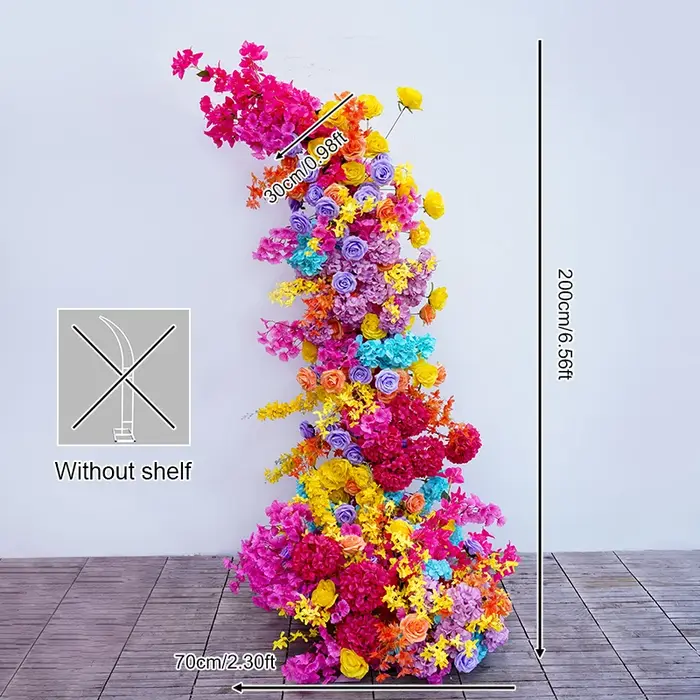 Hortensia coloré Rose fleur rangée corne arc décor mariage toile de fond événement route plancher Ar