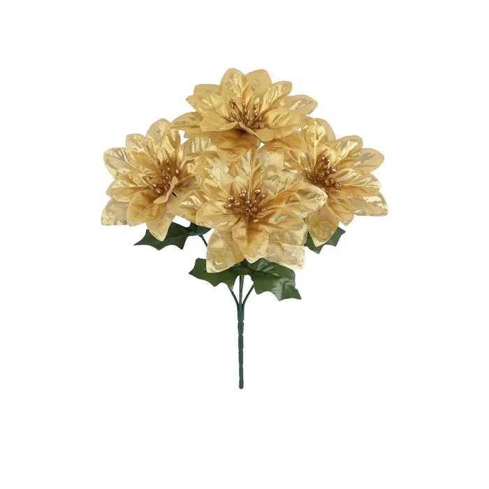 Bouquet de fleurs de noël artificielles en fausse soie blanche et rouge, 30cm, pour décoration de ma