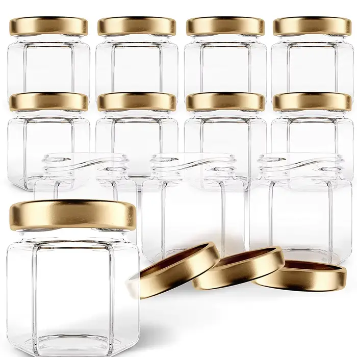 Bocaux Hexagonaux en Verre de Qualité Alimentaire Premium Mini Pots avec Légumes pour Cadeaux, Faveu
