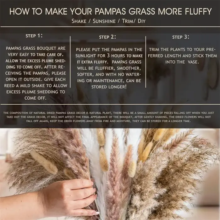 102 pièces fleurs séchées Pampas lapin queue