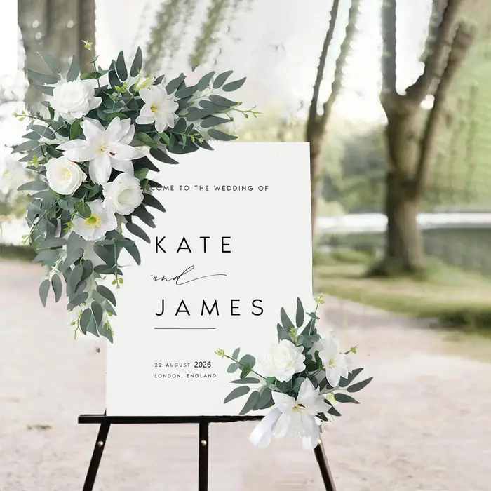 Yannew pays mariage bienvenue signe fleurs guirlande arc artificiel fleur Eucalyptus Swag pour fête cérémonie réception décor