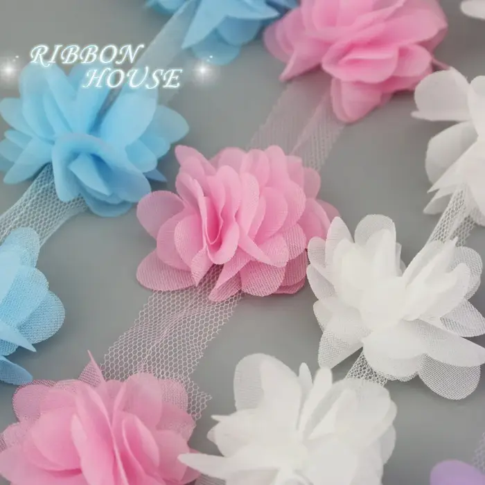 (60 pièces/lot) pétale rose mousseline de soie dentelle tissu sangle décoration amour cadeau rubans 