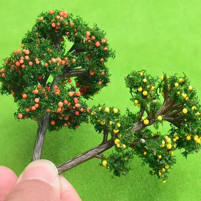 5 pièces arbres fruitiers miniatures modèle 7 cm/9 cm plantes artificielles bricolage aménagement de Train ferroviaire/paysage de Table/décoration de jardin/Diorama