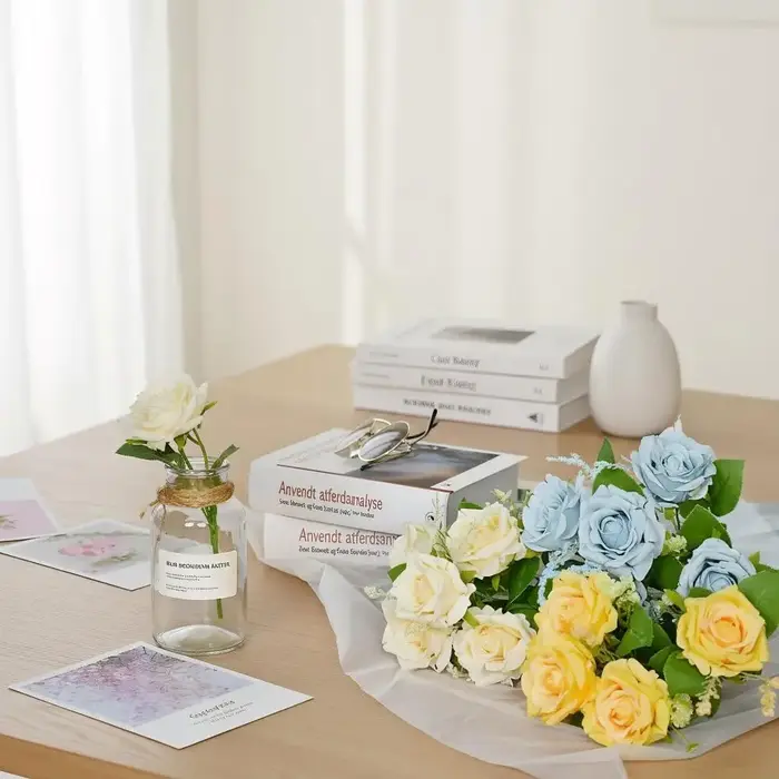 Fleurs artificielles réalistes à 5 têtes