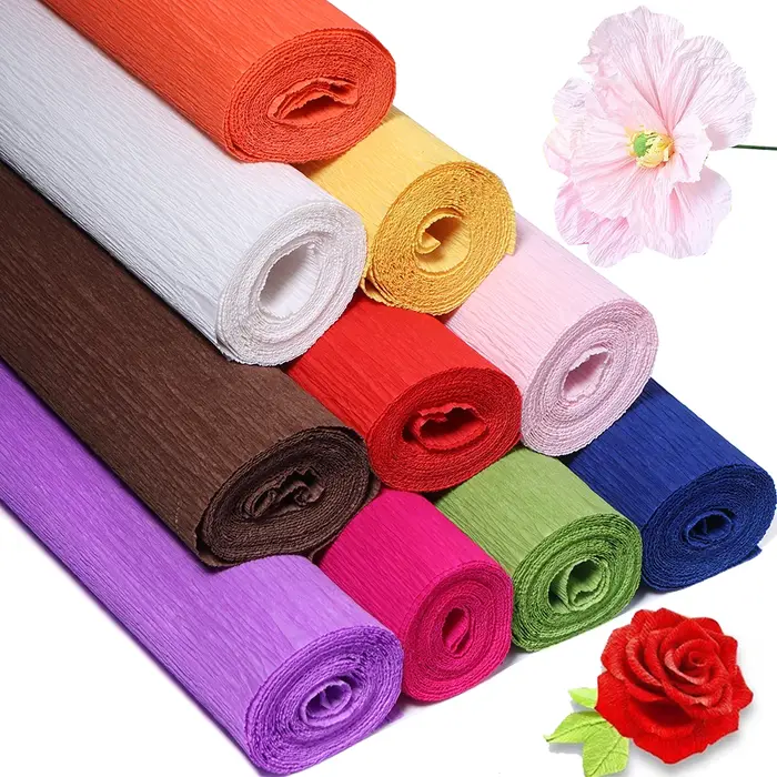 1 rouleau de papier crépon coloré fait main 250x50cm, papier crépon froissé pour origami, artisanat, décoration de fête à domicile, emballage cadeau