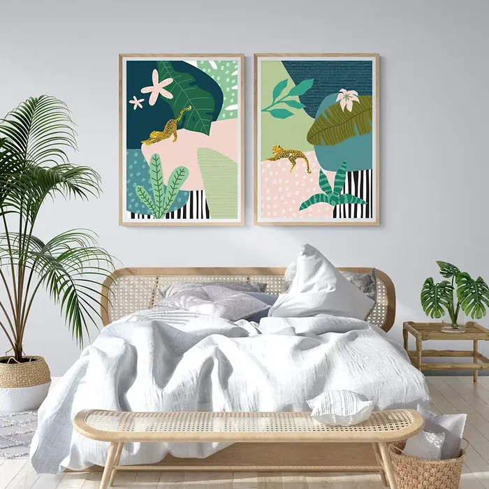 Toile d'Art Mural de Jardin Botanique Tropical, Peinture Abstraite avec Animaux, Affiche et Imprimés Nordiques