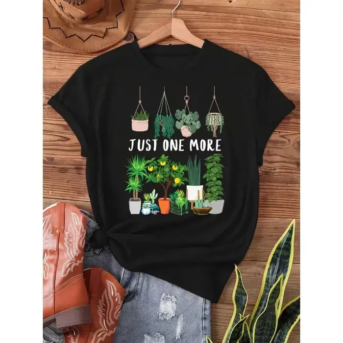 T-shirt à motif de plantes pour femme