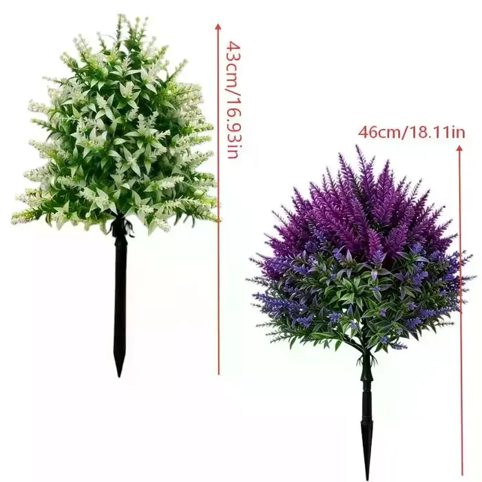 Plante artificielle en forme de lavande, fleur violette artificielle sur piquet pour jardin, cour, patio, pelouse, décoration extérieure
