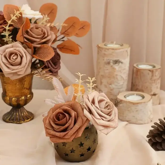 Fleurs Artificielles en Mousse avec Tiges pour Bouquets de Mariage