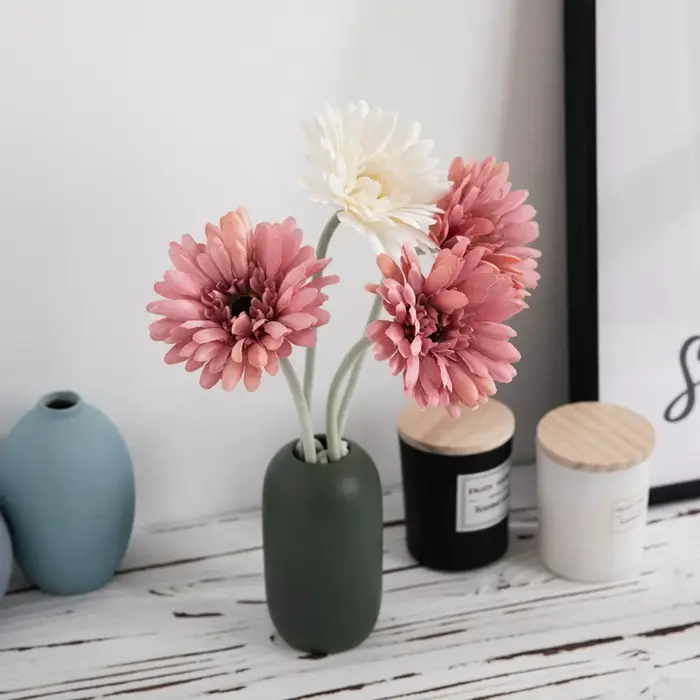 Fleurs artificielles Gerberas jaunes en tissu