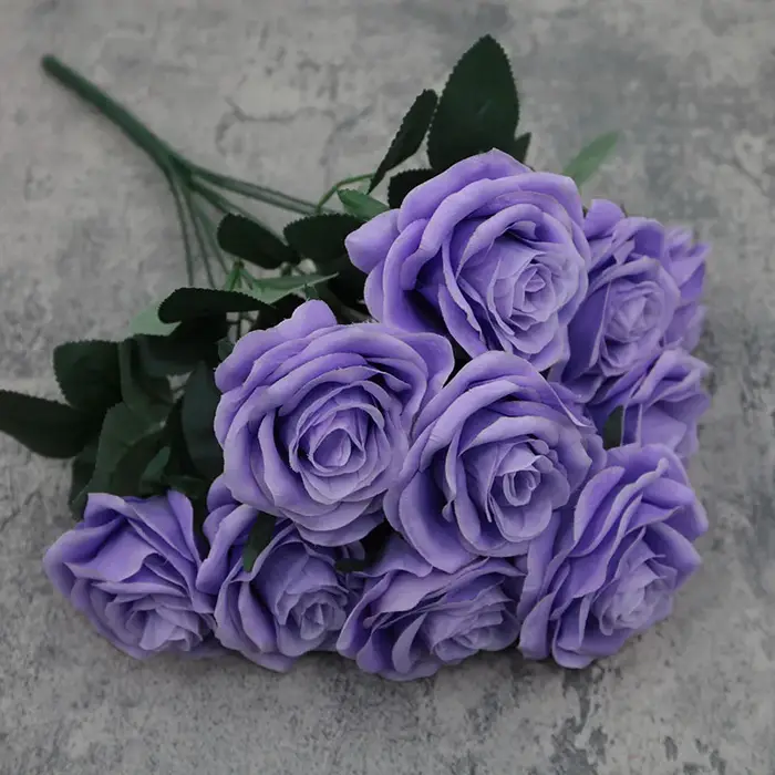 Rose bleue fleur artificielle 10 têtes grand Bouquet fleurs artificielles Roses Rose blanc décor de