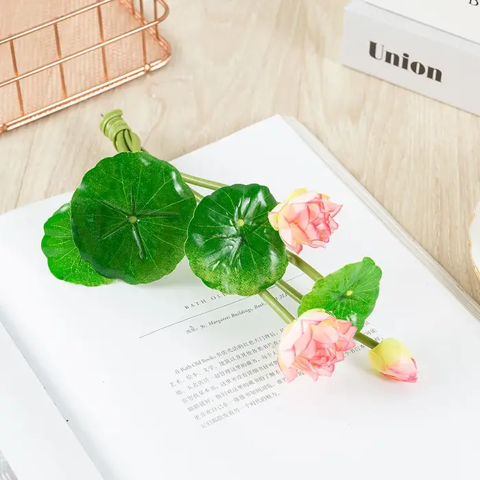 Nénuphar Artificiel Réaliste de 27cm de Long, Micro Paysage pour Décor de Mariage, Étang, Jardin, Fa