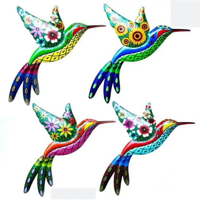 Oeuvre murale d'oiseau de colibri en métal