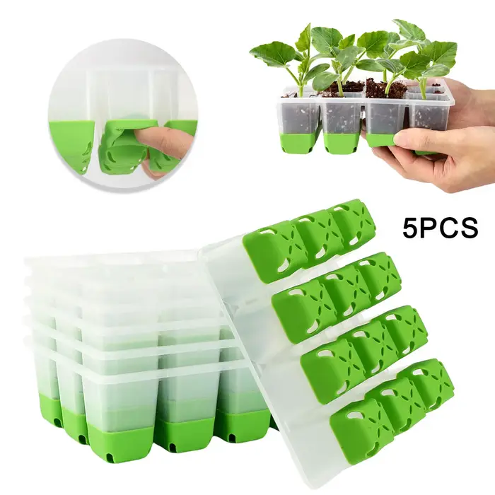    Boîte de plateau de démarrage de graines vertes 5/10 (60/120 plateaux de cellules au total) Plat