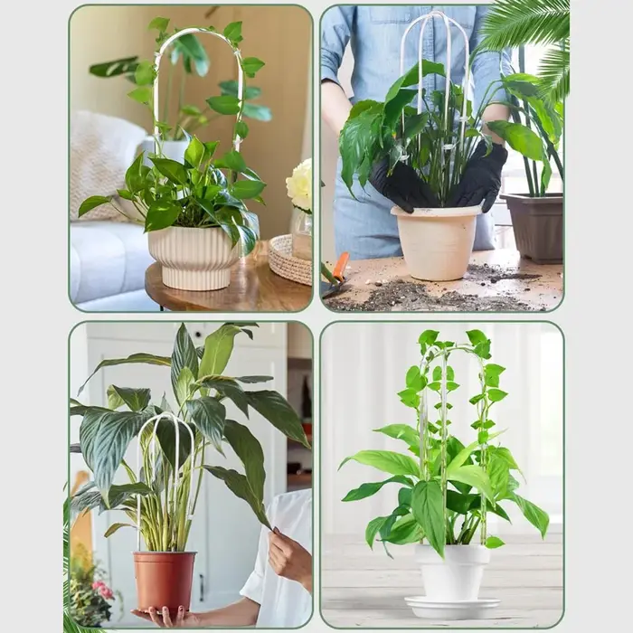 Lot de 2 supports de plantes en acrylique transparent en forme de U
