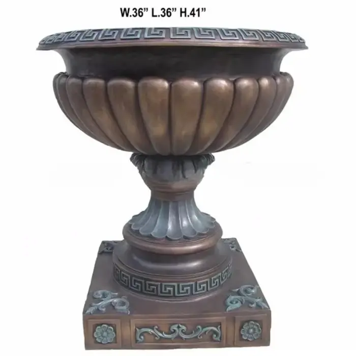 Pot de fleur artisanal en métal, décoration de jardin extérieur, en fonte