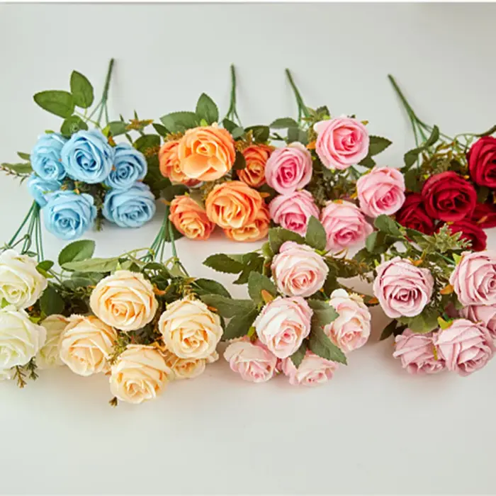 Bouquet de fleurs artificielles en soie Rose 30cm