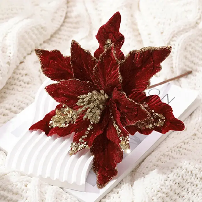 Fleur de poinsettia scintillante pour Noël